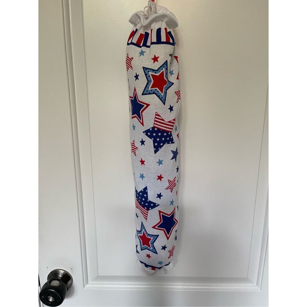 Handmade Plastic Bag Holder- Patriotic Stars